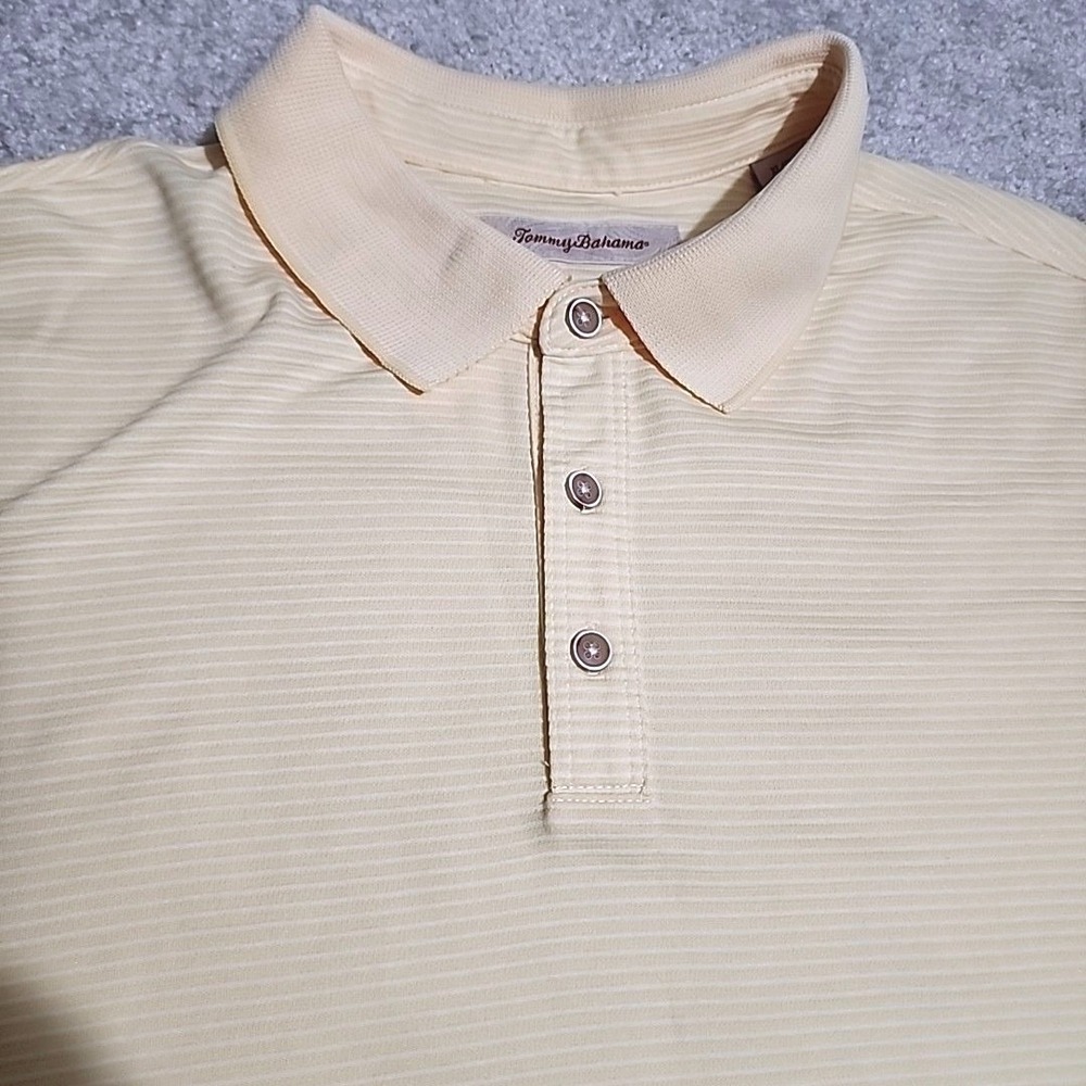 Tommy Bahama Polo XL Short Sleeve Striped Modal Blend Casual Yellow